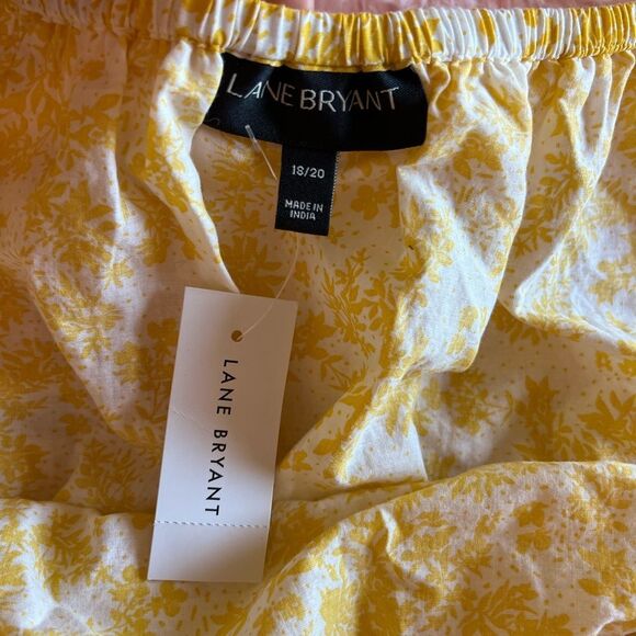 Lane Bryant NWT Yellow Eyelet Embroidery Ruffle Off Shoulder Floral Blouse 18/20 - Picture 10 of 11